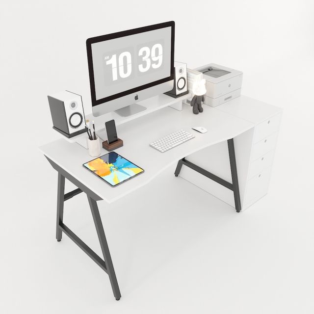 Bàn Gaming TaUP gỗ cao su một bên tủ 4 ngăn GD68042