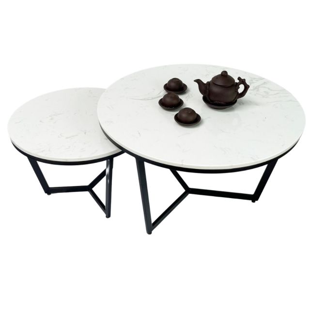 Bàn sofa đôi mặt tròn 70x70x45cm mặt đá chân sắt TT68167 Bàn sofa đôi mặt tròn 70x70x45cm mặt đá chân sắt TT68167