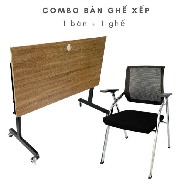 Bộ bàn ghế làm việc xếp gọn mặt bàn gỗ Plywood phủ melamin CB68164 Bộ bàn ghế làm việc xếp gọn mặt bàn gỗ Plywood phủ melamin CB68164