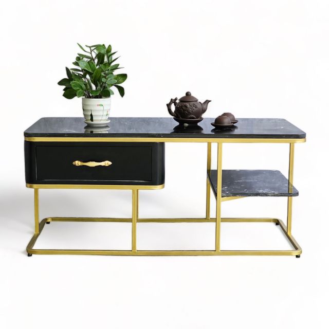 Bàn sofa có hộc tủ khung sắt vàng đồng TT68191 Bàn sofa có hộc tủ khung sắt vàng đồng TT68191