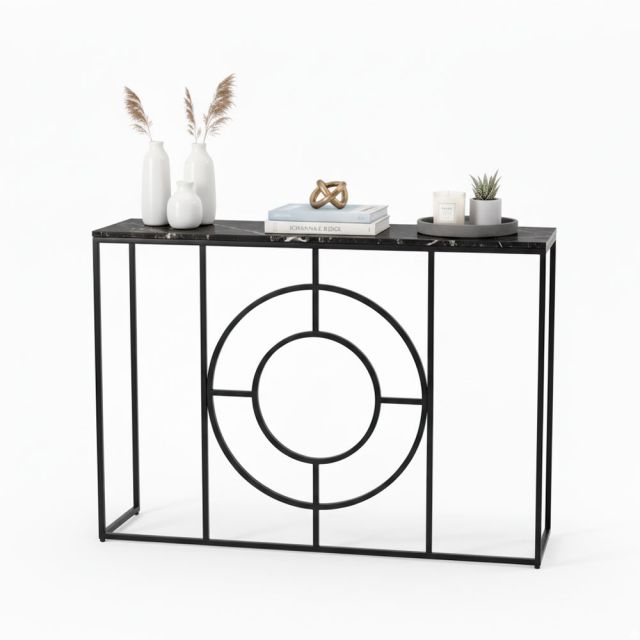 Bàn trang trí KEDI khung sắt mặt đá CST023