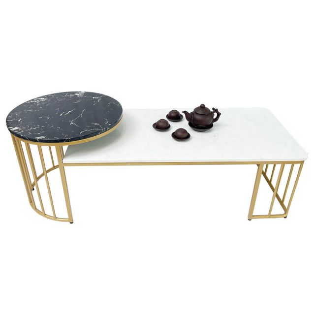 Bàn sofa mặt đá khung sơn màu vàng TT68179 Bàn sofa mặt đá khung sơn màu vàng TT68179