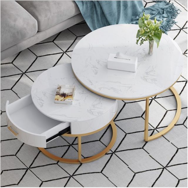 Bàn sofa 2 tầng mặt đá có hộc tủ gỗ TT68194 Bàn sofa 2 tầng mặt đá có hộc tủ gỗ TT68194