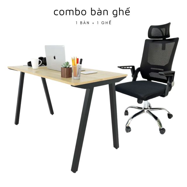 Bộ bàn ghế làm việc PLY ghế tay lật có tựa đầu CB68166 Bộ bàn ghế làm việc PLY ghế tay lật có tựa đầu CB68166