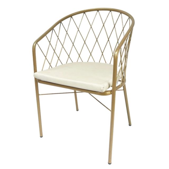 Ghế decor lưng tựa có nệm khung sắt sơn nhũ vàng GCF109 Ghế decor lưng tựa có nệm khung sắt sơn nhũ vàng GCF109