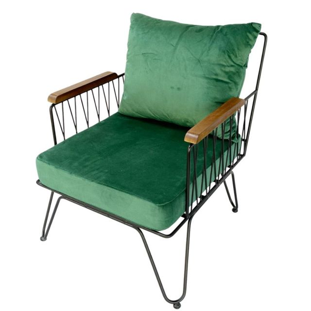 Ghế sofa đơn nệm xanh khung sắt GSD68050 Ghế sofa đơn nệm xanh khung sắt GSD68050