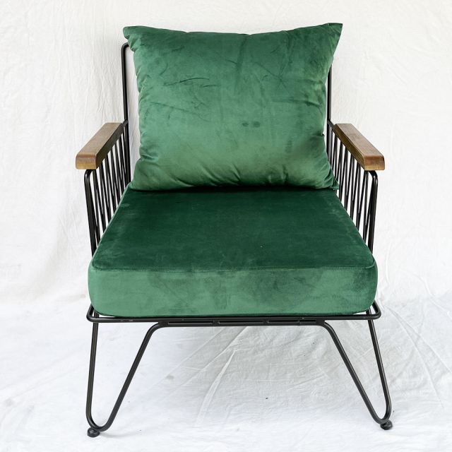 Ghế sofa đơn nệm xanh khung sắt GSD68050