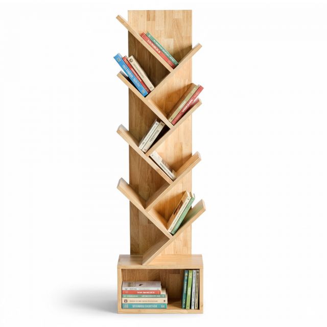 Kệ sách trang trí hình nhánh cây bằng gỗ cao su KS68016