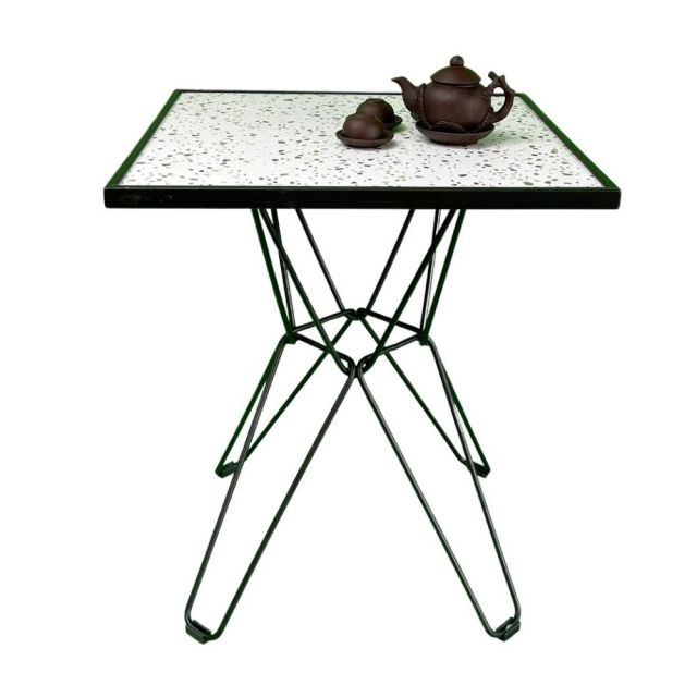 Bàn cafe vuông mặt gạch men chân sắt Lap CFD68101 Bàn cafe vuông mặt gạch men chân sắt Lap CFD68101