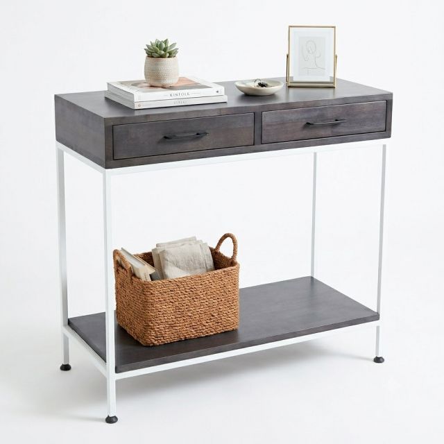 Bàn console trang trí mặt gỗ khung sắt CST038
