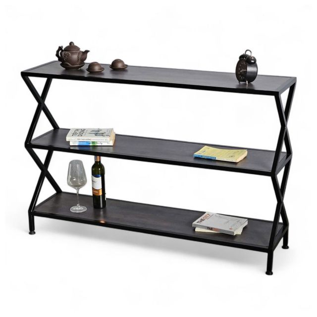 Kệ 3 tầng khung sắt gỗ cao su KS68124