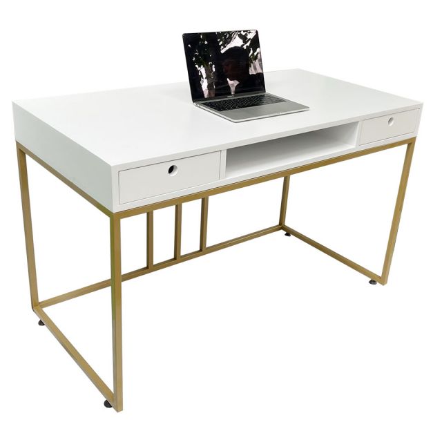 Bàn làm việc 2 hộc kéo gỗ cao su chân sắt BD68084 Bàn làm việc 2 hộc kéo gỗ cao su chân sắt BD68084