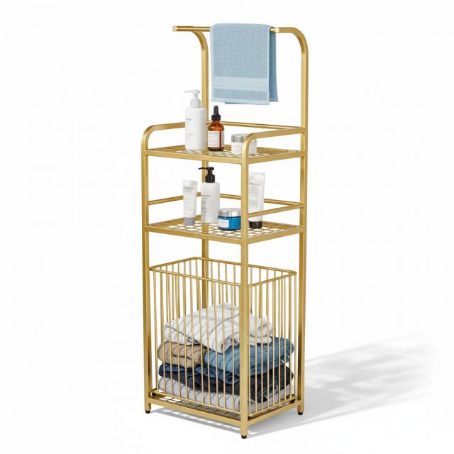 Kệ để đồ nhà tắm có móc treo và giỏ đựng KPT68009 Kệ để đồ nhà tắm có móc treo và giỏ đựng KPT68009