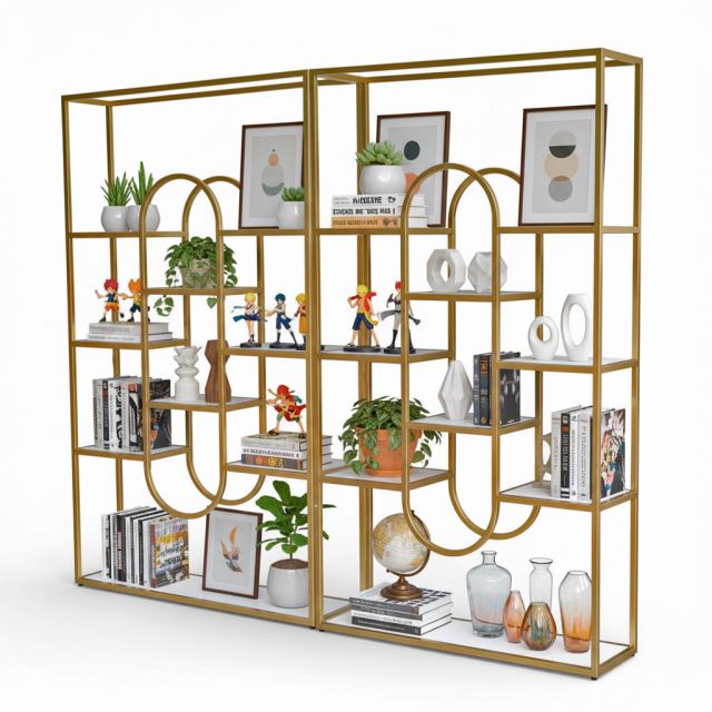 Kệ trang trí KINO ghép đôi 200x30x180cm khung sắt mặt gỗ KTB68105 Kệ trang trí KINO ghép đôi 200x30x180cm khung sắt mặt gỗ KTB68105