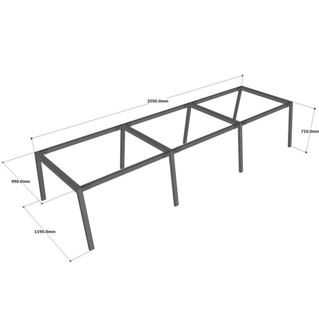 Chân bàn cụm 6 hệ Aton Concept 360x120cm lắp ráp HCAT025