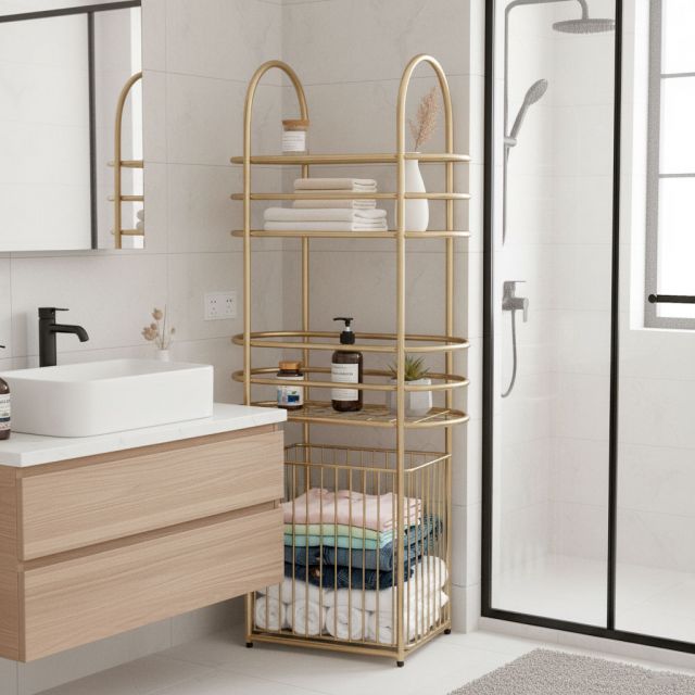 Kệ để đồ khung sắt có giỏ đựng KPT68014