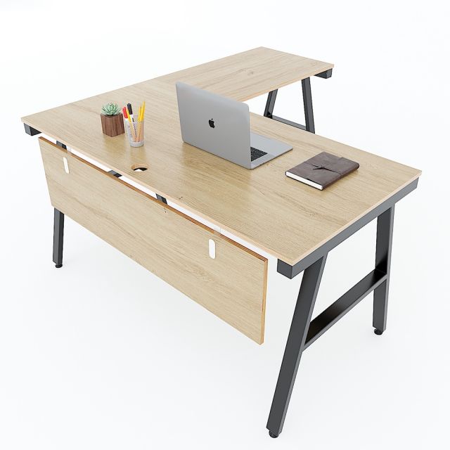 Bàn chữ L mặt bàn chính 140cm gỗ Plywood chân sắt Aconcept HBAC042