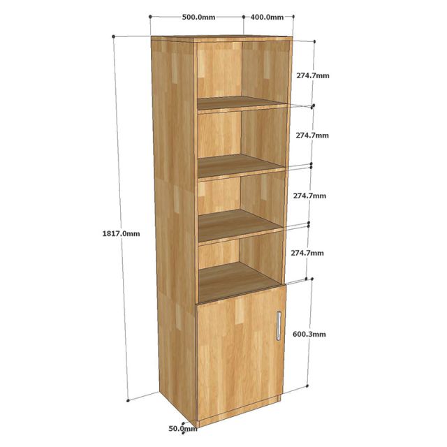 Tủ gỗ cao su 4 tầng có hộc tủ KS68149