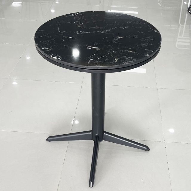 Bàn cafe tròn 60cm mặt đá đen chân sắt sơn tĩnh điện CFD68073
