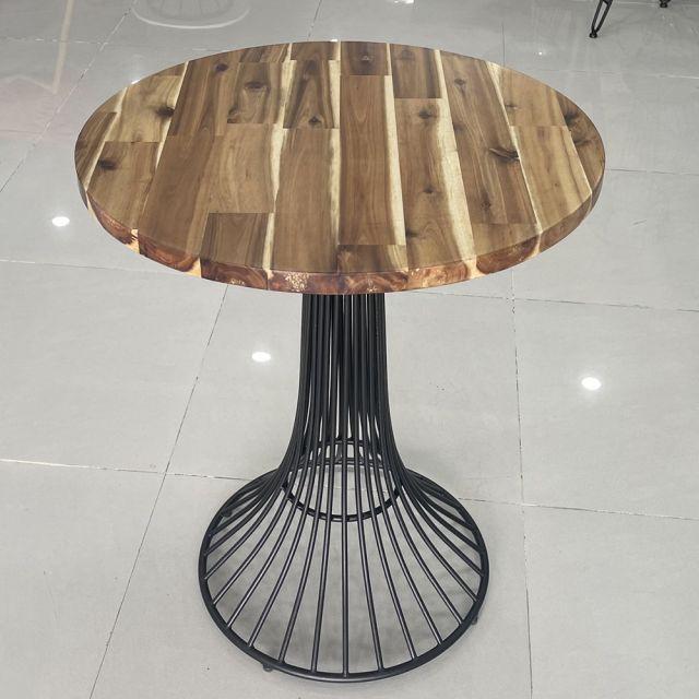 Bàn cafe tròn 60cm gỗ tràm chân sắt sơn tĩnh điện CFD68111