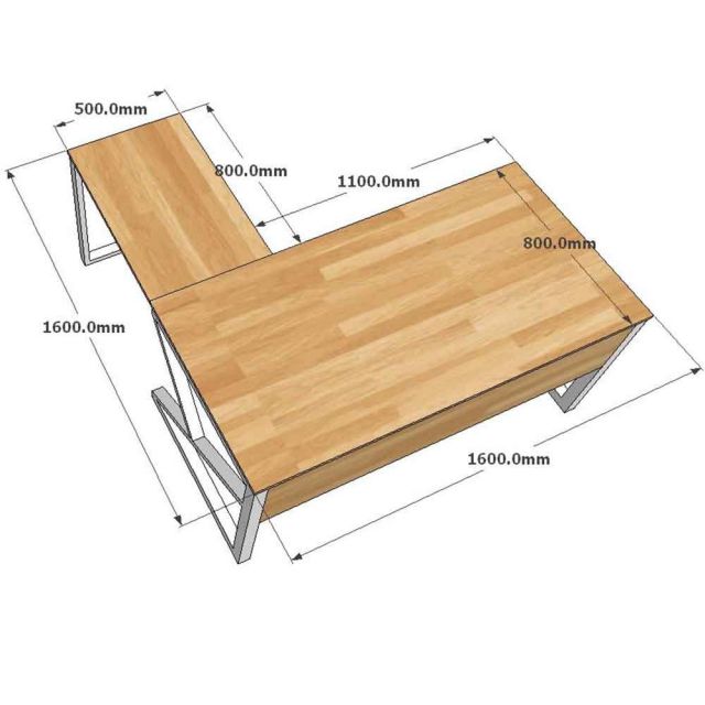 Kích thước bàn làm việc chữ L 160x160cm