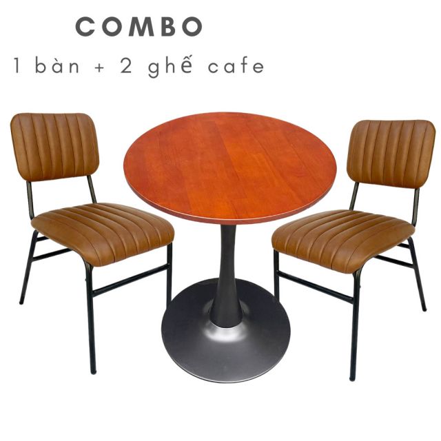 Bộ Bàn Tulip Tròn 60cm Và 2 Ghế Nệm Nâu CBCF148