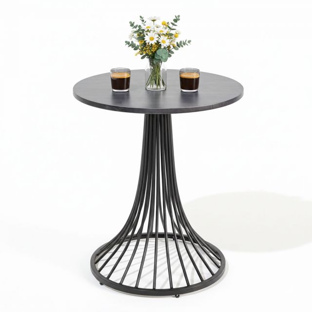 Bàn cafe tròn 60cm gỗ cao su chân sắt loa kèn CFD68119