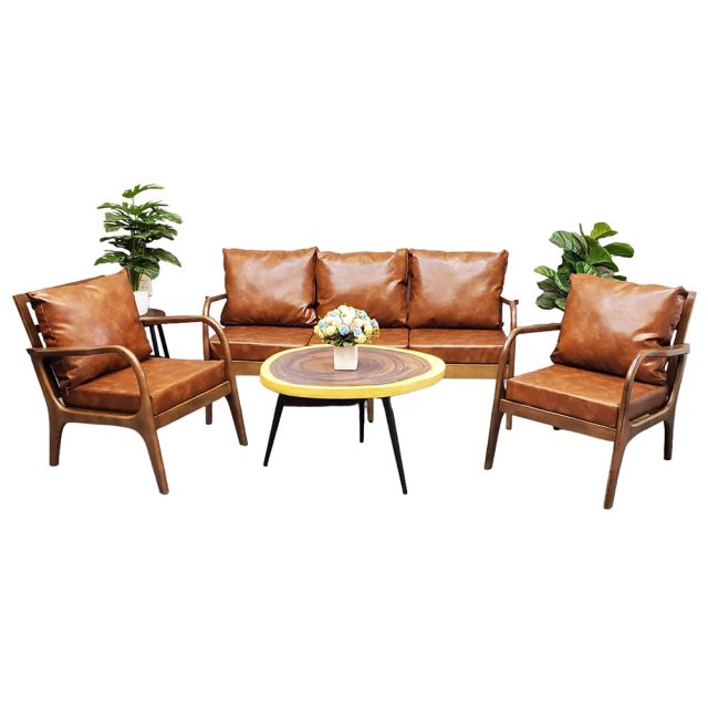 Bộ bàn gỗ me tây và ghế sofa khung gỗ CBSF022 Bộ bàn gỗ me tây và ghế sofa khung gỗ CBSF022