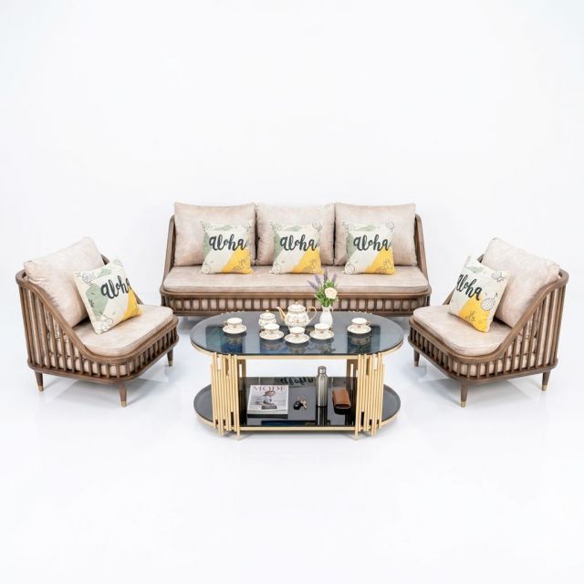 Bộ Bàn Ghế Sofa Nan Gỗ CBSF68025