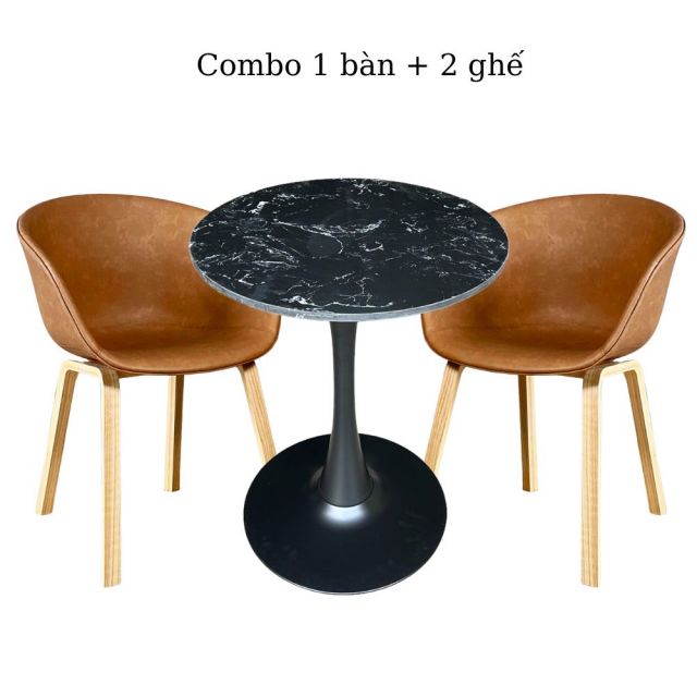 Bộ bàn tròn mặt đá và 2 ghế Hay - CBCF181
