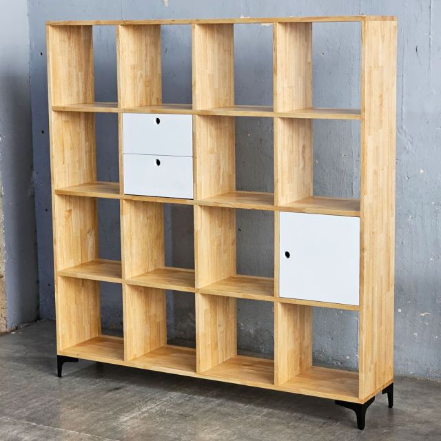 Kệ sách đơn giản có hộc tủ gỗ cao su KS68163