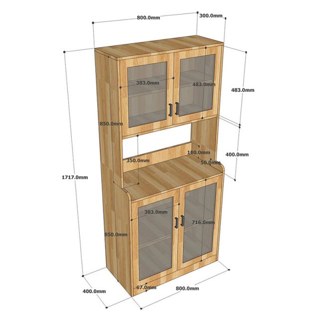Tủ phòng ăn gỗ cao su TPA002
