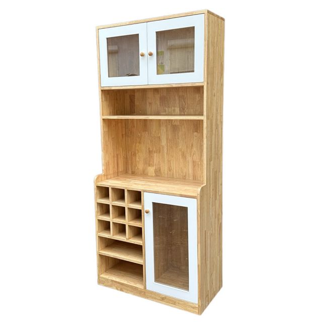 Tủ phòng ăn kết hợp tủ rượu gỗ cao su TPA005