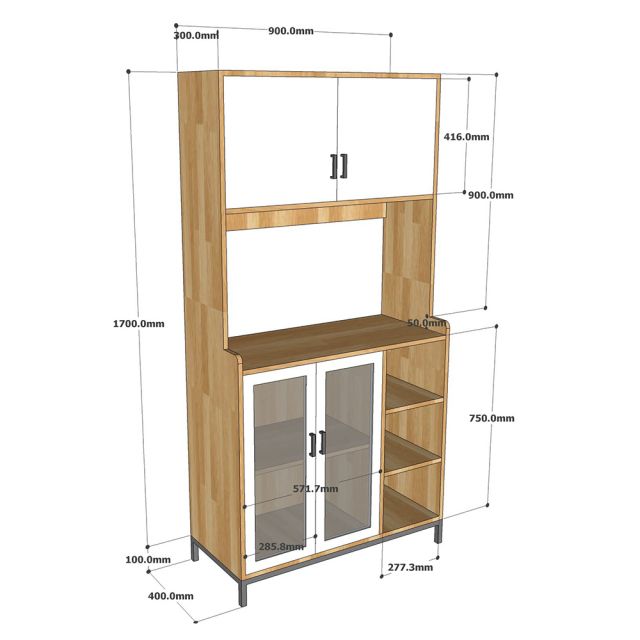 Tủ phòng ăn gỗ tự nhiên chân sắt TPA010