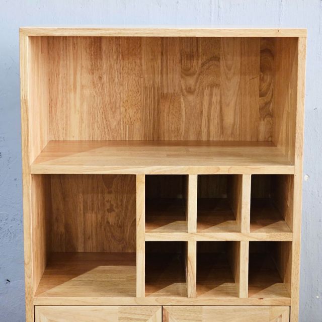 Tủ phòng ăn kết hợp tủ riệu gỗ cao su chân sắt TPA003