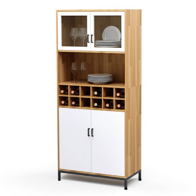 Tủ phòng ăn kết hợp tủ rượu gỗ cao su chân sắt TPA011 Tủ phòng ăn kết hợp tủ rượu gỗ cao su chân sắt TPA011