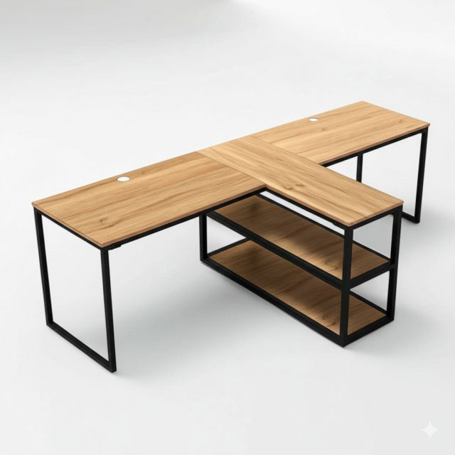 Bàn làm việc cụm 2 kết hợp kệ HBMN021 Bàn làm việc cụm 2 kết hợp kệ HBMN021