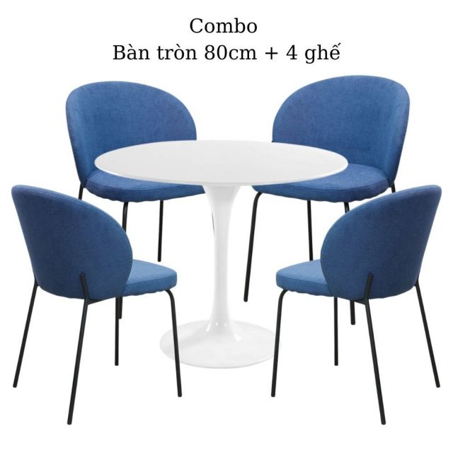 Bộ Bàn Tulip 80cm và 4 Ghế Nêm CBBA076 Bộ Bàn Tulip 80cm và 4 Ghế Nêm CBBA076