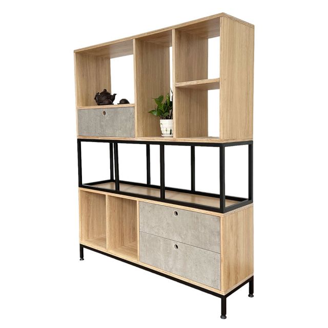 Kệ sách kệ trang trí gỗ Plywood khung sắt KS68167 Kệ sách kệ trang trí gỗ Plywood khung sắt KS68167