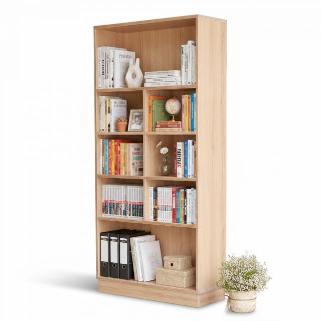 Kệ sách đứng 5 tầng 80x30x160cm gỗ plywood KS68169 Kệ sách đứng 5 tầng 80x30x160cm gỗ plywood KS68169