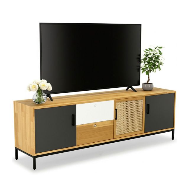 Kệ tivi 1m8 gỗ cao su chân sắt KTV68085