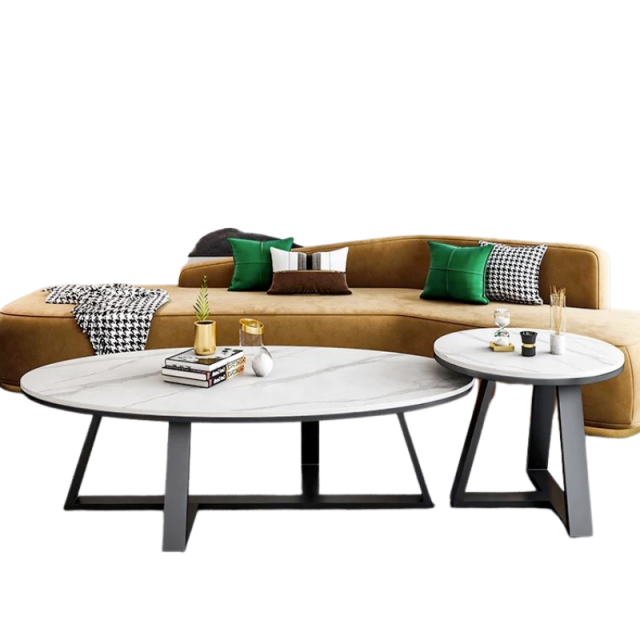Bàn sofa đôi hình Elip mặt đá chân sắt TT68212 Bàn sofa đôi hình Elip mặt đá chân sắt TT68212