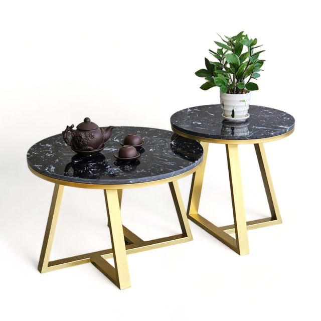 Bàn sofa đôi mặt đá khung sắt TT68213 Bàn sofa đôi mặt đá khung sắt TT68213