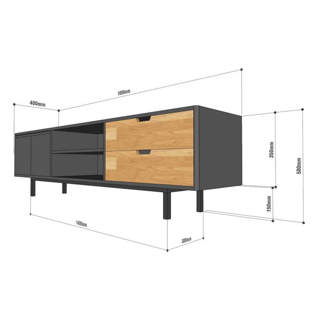 Kệ tivi phòng khách hiện đại bằng gỗ chân sắt 180x40x50cm
