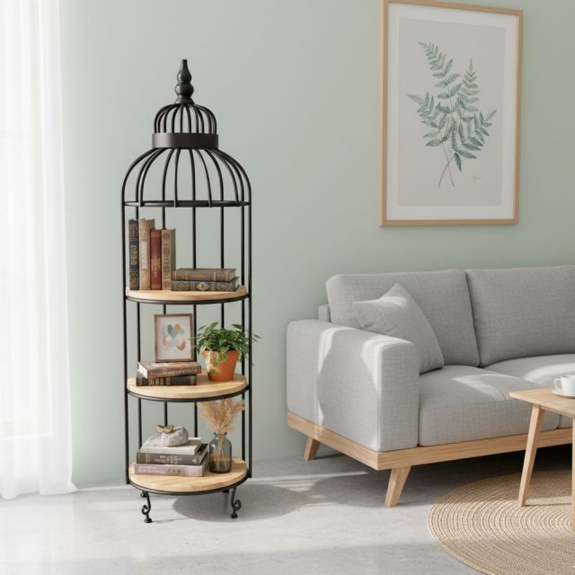 Kệ trưng bày lồng chim 3 tầng khung sắt trắng KTB68086