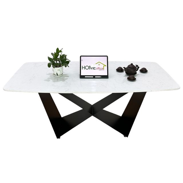 Bàn ăn chữ nhật 140/160x80cm mặt đá chân sắt BA68119