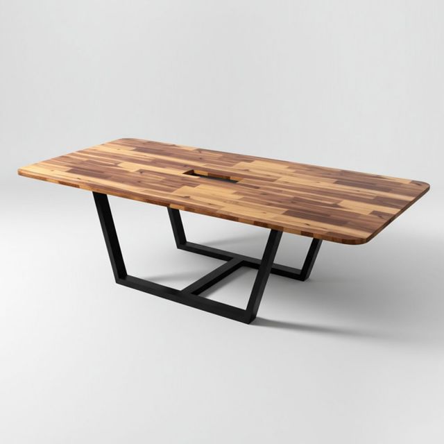 Bàn họp 240x120cm gỗ tràm chân sắt BH68030 Bàn họp 240x120cm gỗ tràm chân sắt BH68030