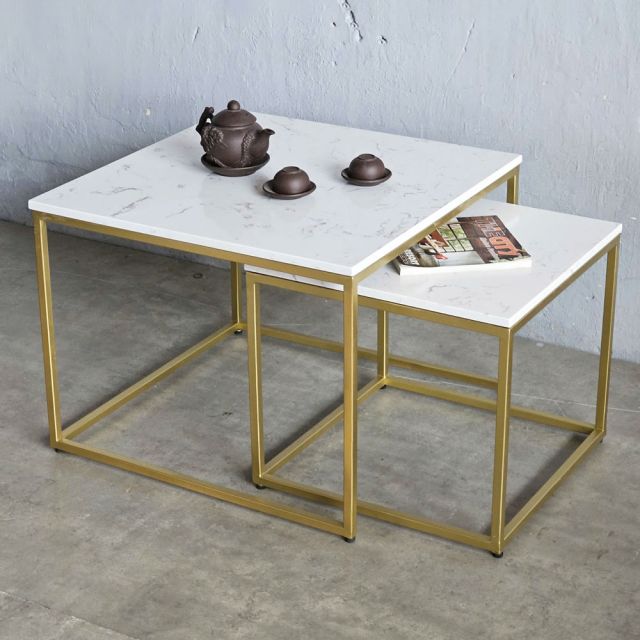 Bàn sofa đôi mặt đá khung sắt TT68219