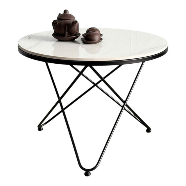 Bàn sofa tròn mặt đá chân sắt chữ V TT86220 Bàn sofa tròn mặt đá chân sắt chữ V TT86220