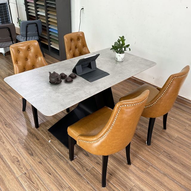 Bộ Bàn Ăn Gỗ Plywood và 4 Ghế Nệm Lưng Cao CBBA089